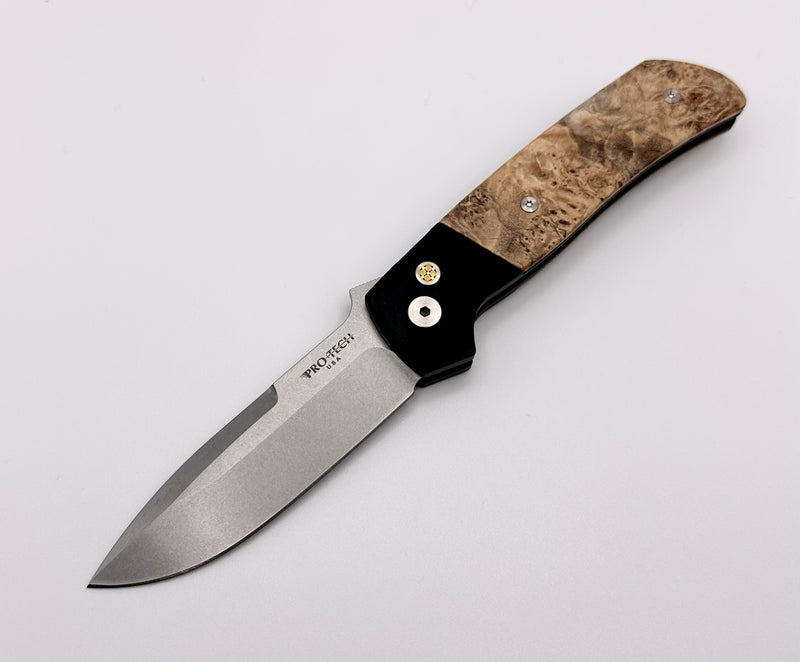 Pro-Tech Terzuola ATCF w/ Maple Burl Inlays & Mosaic Button & Stonewash MagnaCut BT2706