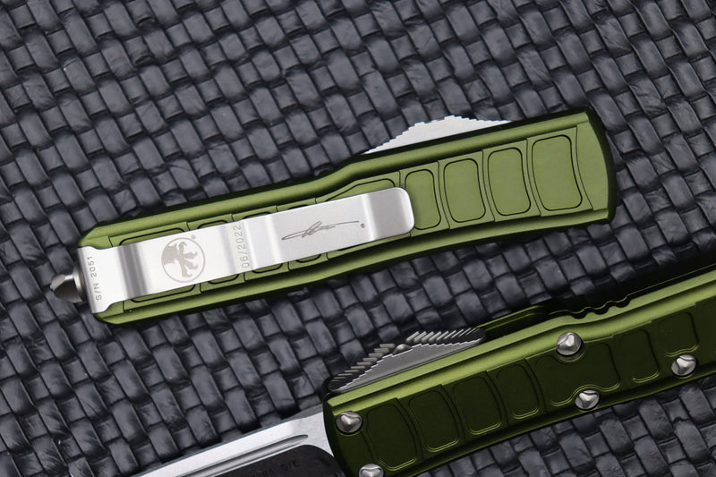 Microtech UTX-85 2 Stepside Single Edge Stonewash Standard & OD Green Signature Series 231II-10ODS