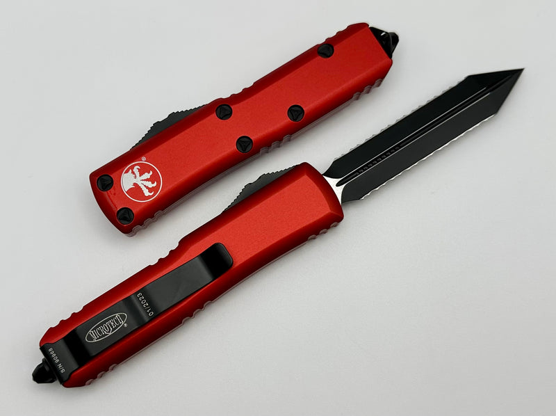 Microtech UTX-85 Spartan Black Double Full Serrated & Red 230-D3RD