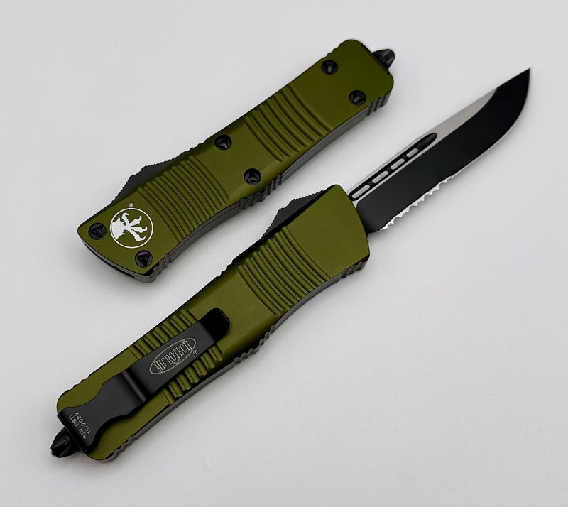 Microtech Troodon Single Edge Black Partial Serrated & OD Green 139-2OD