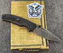 Civivi Pintail Flipper Twill Carbon Fiber Overlay On Black G10 Handle (2.98" Black Hand Rubbed Damascus) C2020DS-1