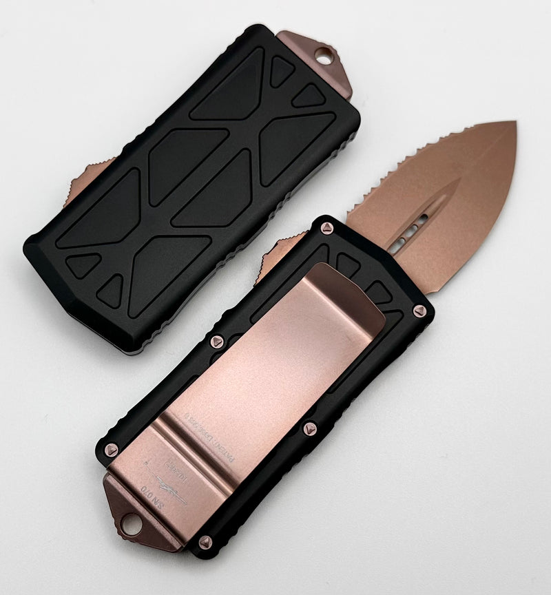 Microtech Rose Gold Microtech Exocet PVD Rose Gold Full Serrated & Black Handle Signature