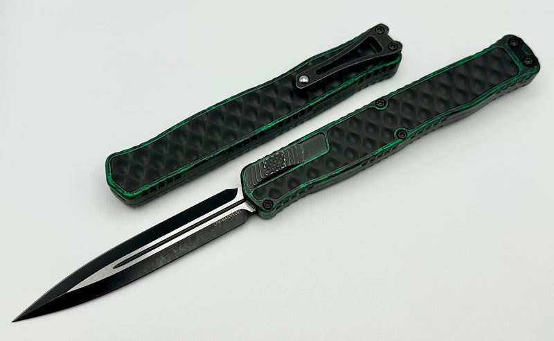 Heretic Knives Cleric II 2 Black Double Edge Magnacut w/ Breakthrough Toxic Green & Black Stainless Bubble Inlays H020-10A-BRKGRN