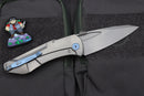 Jake Hoback Knives Summit Titanium w/ Blue Accents & M390 Stonewash