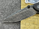 Civivi Pintail Flipper Twill Carbon Fiber Overlay On Black G10 Handle (2.98" Black Hand Rubbed Damascus) C2020DS-1
