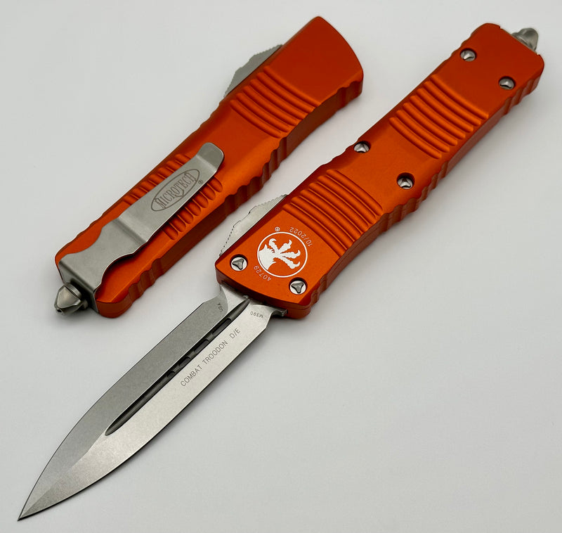 Microtech Combat Troodon Double Edge Stonewash Standard & Orange 142-10OR