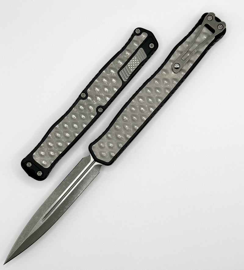 Heretic Knives Cleric II 2 Battleworn Double Edge Magnacut w/ Battleworn Stainless Bubble Inlays