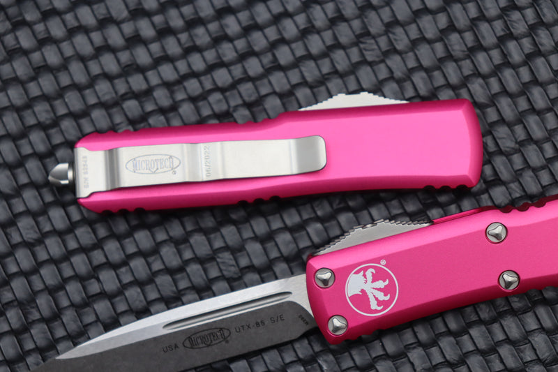 Microtech Ultratech Double Edge, Pink Aluminum / Stonewash M390 - 122-10PK  - REC