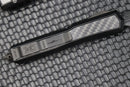 Microtech Makora Shadow DLC D/E Full Serrated w/ DLC Hardware Nickel Boron Internals & Carbon Fiber Inlays 206-3DLCTCFISH