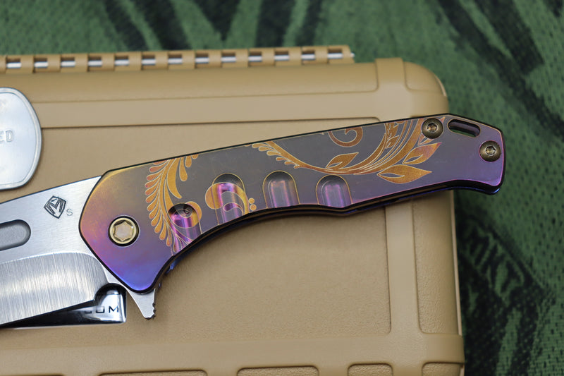 Medford Praetorian Slim Flipper Tumbled S35VN & Filigree Violet/Bronze