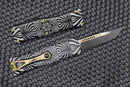 Microtech Hera Single Edge Two-Toned Black w/ Gold Accents 'SOURCE' Artwork 703-1TSOS