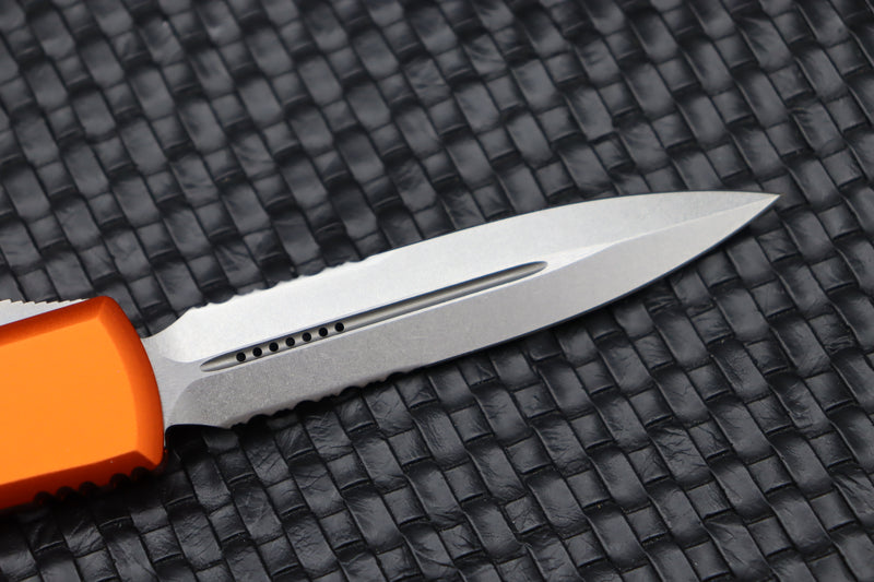 Microtech Ultratech Orange & Double Edge Stonewash Partial Serrated 122-11OR