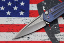 Medford Knife Nosferatu Auto Blue Handles w/ Flamed Hardware/Clip & Tumbled S45VN