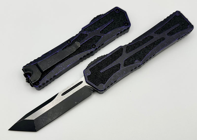 Heretic Knives Colossus Tanto Edge Two Tone Battle Black Magnacut & Breakthrough Purple Handle H040-14A-BRKPU