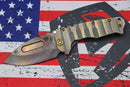Medford Knife Praetorian T 3V Vulcan Drop Point w/ Cement/Bronze Armadillo Sculpted Handles