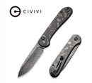 Civivi Elementum Button Lock Damascus & Marble Carbon Fiber C2103DS-3