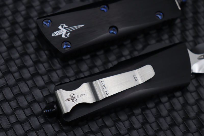 Marfione Troodon Mini Double Edge Mirror Polish w/ Black Hefted Handle & Blue Ringed Hardware