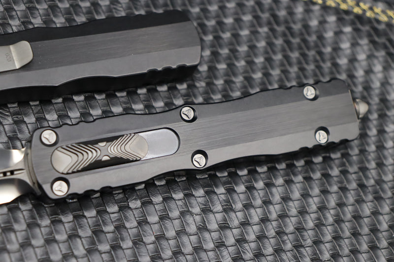 Marfione Custom Knives Dirac Delta D/E DLC Diamond Wash Finish w/ Hefted Black Handle & DLC Ringed Hardware