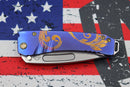 Medford Midi Marauder S35 Tumbled Tanto & Dark Blue Bronze Filigree Handles w/ Bronze Hardware/Clip