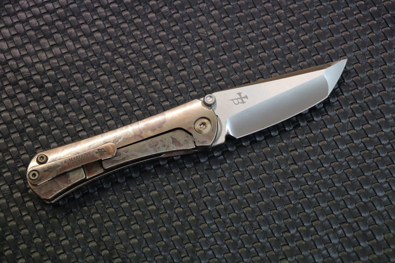 Marfione Custom Knives & Borka Blades Collaboration SBTF Diamond Finished M390 Blade & Bloodwash Scales