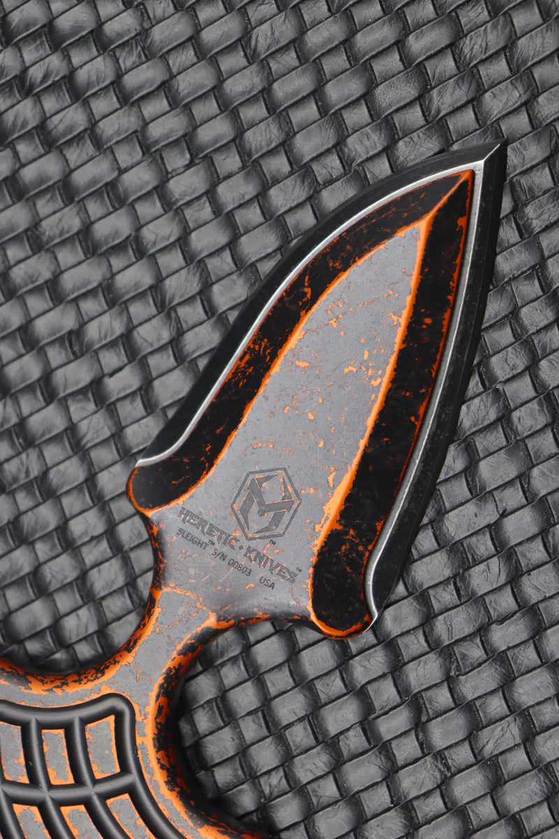 Heretic Knives Sleight Modular Push Dagger Battleworn Black Blade & Breakthrough Orange Handle H050-8A-BRKORG