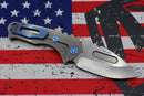 Medford Praetorian Genesis T S35 Tumbled Drop Point & Tumbled Handles w/ Blue Hardware/Clip