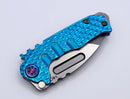 Medford Micro Praetorian T w/ S45 Tumbled Tanto & Blue Dragon Skin Handles w/ Flamed Hardware/Clip