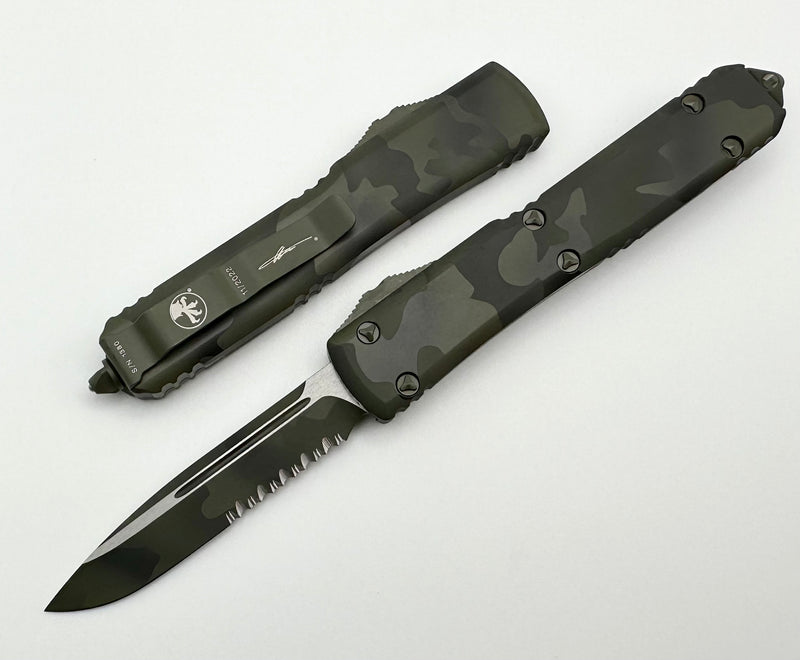 Microtech Ultratech Single Edge Partial Serrated Olive Camo 121-2OCS