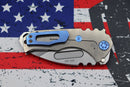 Medford Praetorian Genesis T S35 Tumbled Drop Point & Tumbled Handles w/ Blue Hardware/Clip