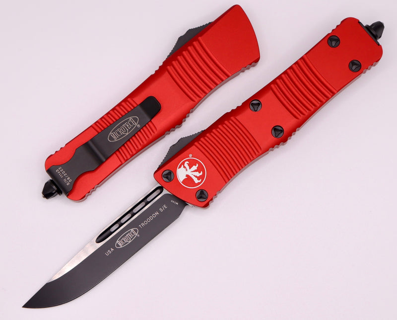 Microtech Troodon Black Single Edge Standard & Red 139-1RD