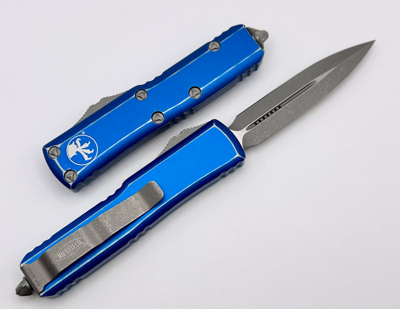 Microtech UTX-85 Double Edge Apocalyptic Standard & Distressed Blue 232-10DBL