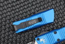 Microtech Troodon Mini Double Edge Black Fully serrated & Blue 238-3BL