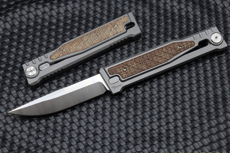 Reate EXO Exoskeleton Design Burlap Micarta Drop Point