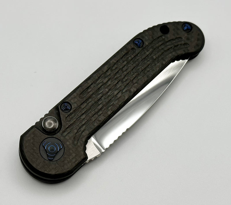 Marfione Custom Knives LUDT Mirror Polish w/ Carbon Fiber & Blue Ringed Hardware
