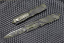 Microtech Dirac Delta Olive Camo Double Edge Fully Serrated 227-3OCS