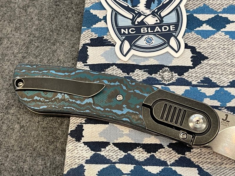 Kansept Knives Reverie Black/Blue Carbon Fiber CPM-S35VN Front Flipper