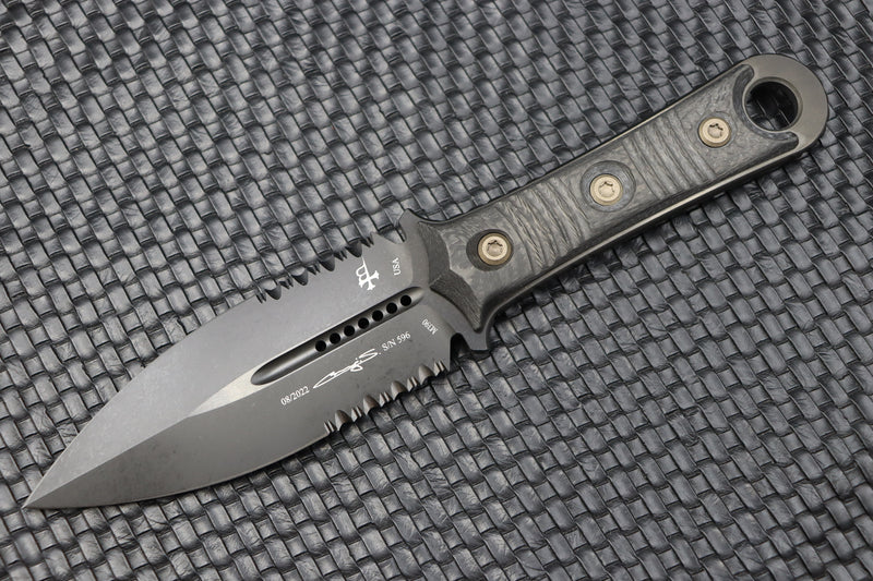 Microtech Knives & Borka Blades SBD DLC Partial Serrated & Carbon Fiber 201-2DLCCFS