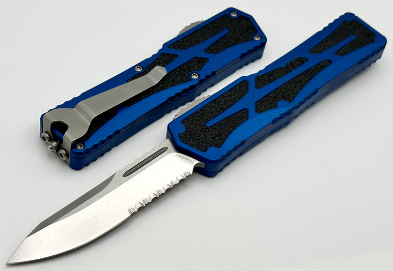 Heretic Knives Colossus Single Edge Serrated Magnacut & Blue Handle H039-2B-BLU