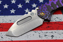 Medford Praetorian Genesis T S35 Tumbled Tanto & Bead Blast/Violet "Falling Leaf" Sculpted Handles w/ Flamed Hardware & Brushed/Flamed Pocket Clip