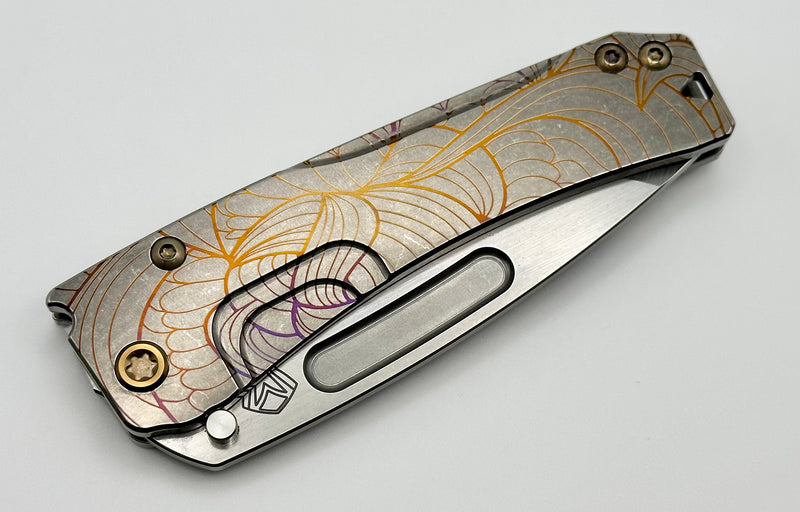 Medford Knife Slim Midi Tumbled Tanto S45 & Tumbled Art Nouveau Handles w/ Bronze Hardware/Clip