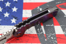 Medford Praetorian Genesis T S35 Tumbled Tanto & Bead Blast/Violet "Falling Leaf" Sculpted Handles w/ Flamed Hardware & Brushed/Flamed Pocket Clip