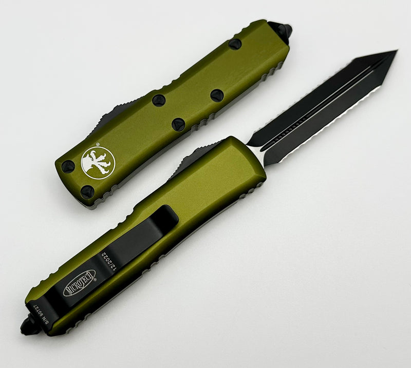 Microtech UTX-85 Spartan Black Double Full Serrated & OD Green 230-D3OD