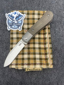 Pena Dogleg Front Flipper Green Micarta M390