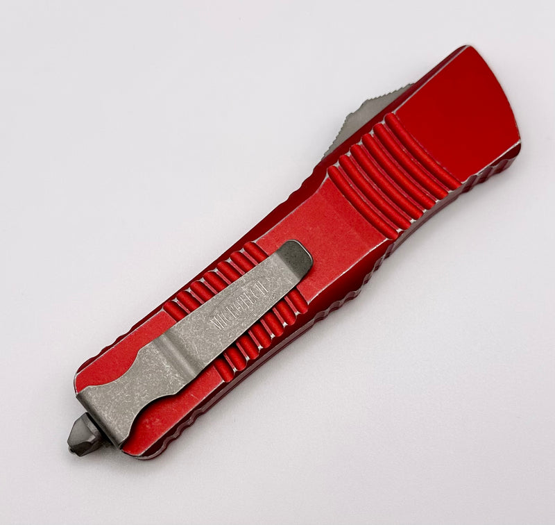 Microtech Combat Troodon Single Edge Apocalyptic & Distressed Red 143-10DRD