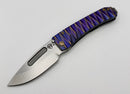 Medford Midi Marauder S45 Tumbled Drop Point & Violet/Bronze Lightning Sculpted Handles w/ Bronze Hardware/Clip