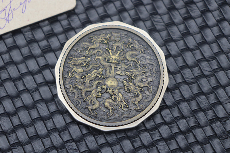 Custom Knife Factory Samurai Koi Titanium Engraved Coin