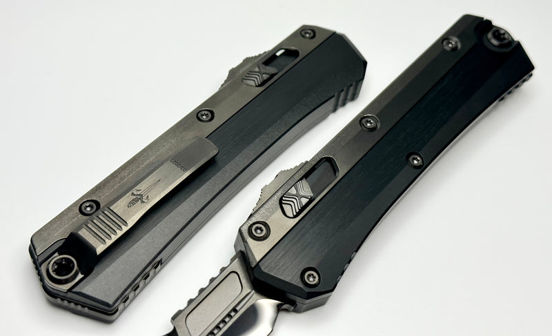 Marfione Custom Knives Glykon DLC Diamondwash Bayonet w/ Hefted Black Aluminum Handle & Stippled DLC Overlay w/ DLC Two Tone Hardware