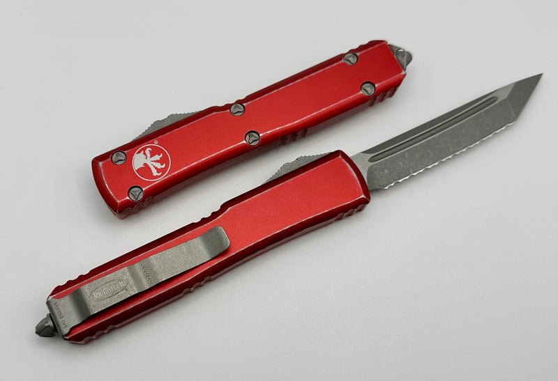 Microtech Ultratech Tanto Apocalyptic Full Serrated & Distressed Red 123-12DRD