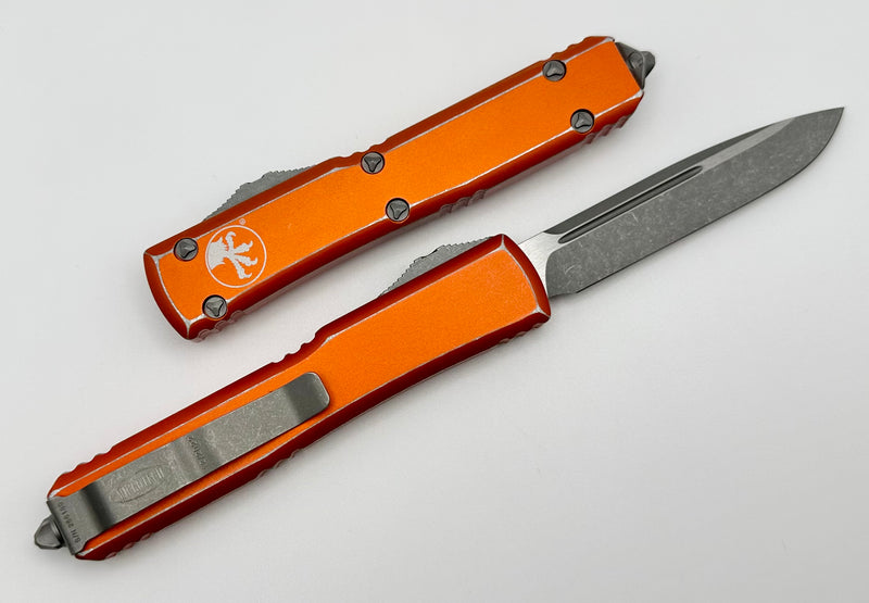 Microtech Ultratech Distressed Orange w/ Single Edge 121-10DOR