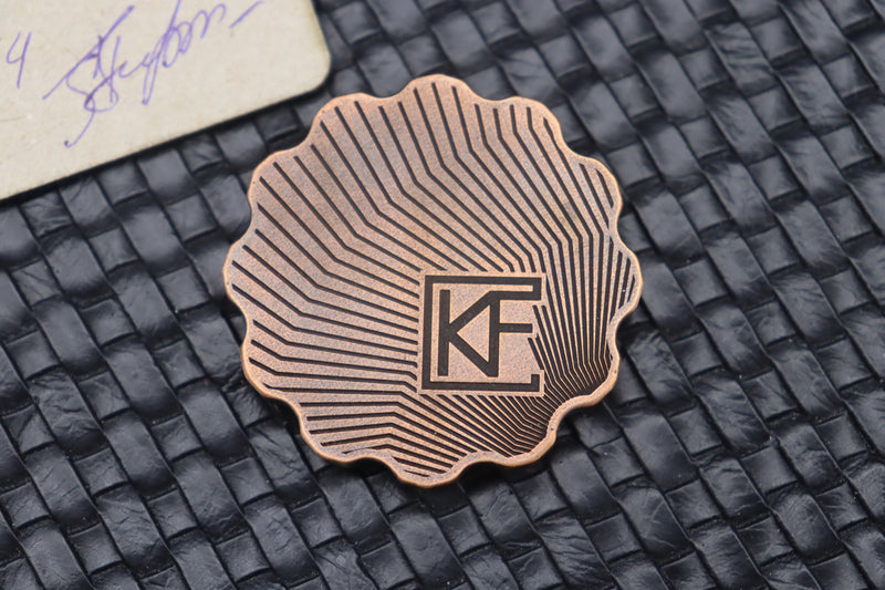 Custom Knife Factory Dragon Shell Titanium Engraved Coin